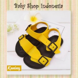 large S1016 Sepatu Sandal Bayi Sepatu Sandal Anak PVC Sandal Karet Anak Double Strap Kuning